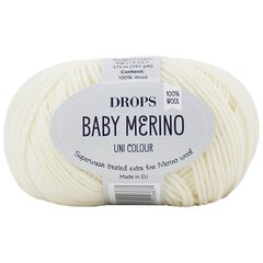 Пряжа Drops Baby Merino 02, 50 г, 175 м. цена и информация | Принадлежности для вязания | 220.lv