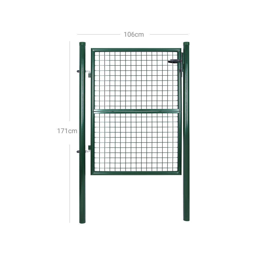 Cinkota tērauda dārza vārti 106 x 125 cm, zaļi cena un informācija | Žogi un piederumi | 220.lv