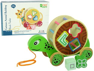Koka rotaļlieta bērniem Lean Toys Bruņurupucis uz riteņiem cena un informācija | Attīstošās rotaļlietas | 220.lv