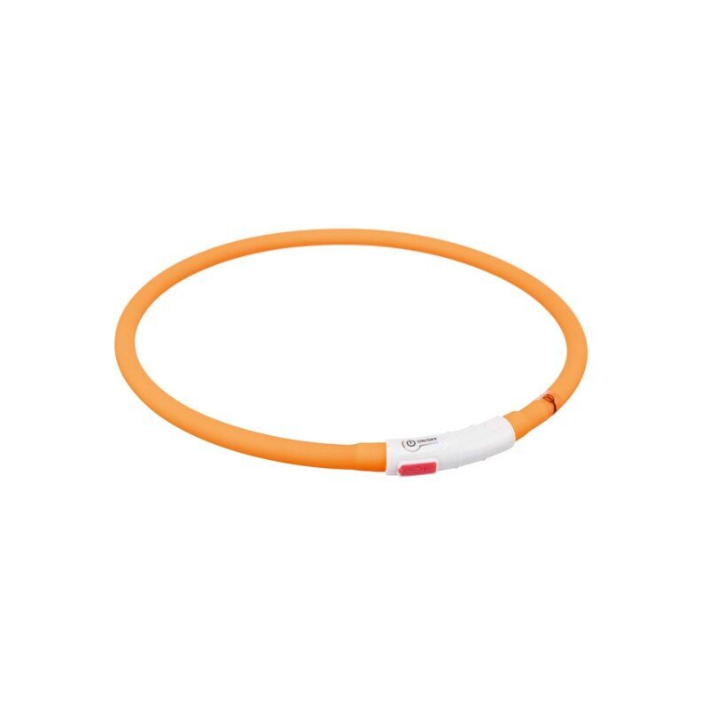 Trixie LED apkakle USB, silikona, XS-XL 70 cm/10 mm, oranža цена и информация | Apkakles, siksnas suņiem | 220.lv