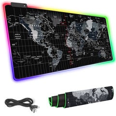 Spēļu peles paliktnis RGB – pasaules karte gaming XXL 80x30cm cena un informācija | Peles | 220.lv