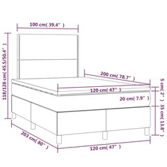 vidaXL atsperu gultas rāmis ar matraci, tumši brūna, 120x200cm, audums цена и информация | Кровати | 220.lv