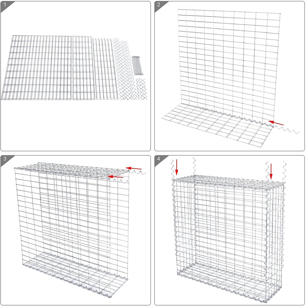 Gabions 100 x 95 x 30 cm. GGB193, sudraba krāsa cena un informācija | Žogi un piederumi | 220.lv