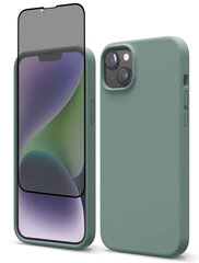 Komplekts - silikona vāciņš paredzēts iPhone 14 zaļš un Privacy aizsargstikls. cena un informācija | Telefonu vāciņi, maciņi | 220.lv