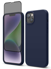 Komplekts - silikona vāciņš paredzēts iPhone 14 zils un Privacy aizsargstikls. cena un informācija | Telefonu vāciņi, maciņi | 220.lv