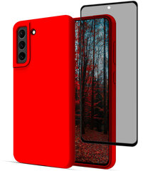 Komplekts - silikona vāciņš paredzēts Samsung Galaxy S21Fe sarkans un Privacy aizsargstikls. cena un informācija | Telefonu vāciņi, maciņi | 220.lv