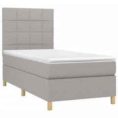 Atsperu gulta ar matraci un LED gaismām vidaXL, 100x200 cm, gaiši pelēks цена и информация | Кровати | 220.lv