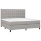 Atsperu gulta ar matraci un LED gaismām vidaXL, 200x200 cm, gaiši pelēks cena un informācija | Gultas | 220.lv