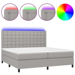 Atsperu gulta ar matraci un LED gaismām vidaXL, 200x200 cm, gaiši pelēks cena un informācija | Gultas | 220.lv