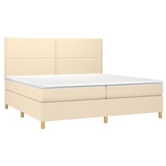 Atsperu gulta ar matraci un LED gaismām vidaXL, 200x200 cm, krēmkrāsas cena un informācija | Gultas | 220.lv