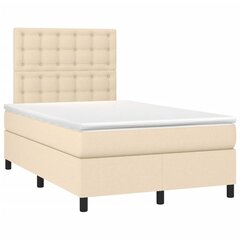 Atsperu gulta ar matraci un LED gaismām vidaXL, 120x200 cm, krēmkrāsas cena un informācija | Gultas | 220.lv