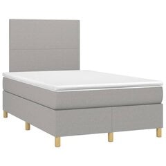 Atsperu gulta ar matraci un LED gaismām vidaXL, 120x200 cm, gaiši pelēks цена и информация | Кровати | 220.lv