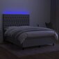 vidaXL atsperu gulta ar matraci, LED, gaiši pelēks audums, 140x200 cm цена и информация | Gultas | 220.lv