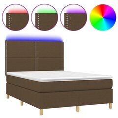 Atsperu gulta ar matraci un LED gaismām vidaXL, 140x200 cm, tumši brūns cena un informācija | Gultas | 220.lv