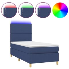 Atsperu gulta ar matraci un LED gaismām vidaXL, 80x200 cm, zils цена и информация | Кровати | 220.lv
