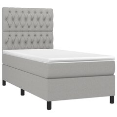 Atsperu gulta ar matraci un LED gaismām vidaXL, 90x190 cm, gaiši pelēks cena un informācija | Gultas | 220.lv