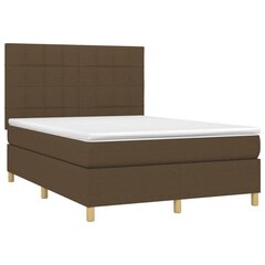 Atsperu gulta ar matraci un LED gaismām vidaXL, 140x190 cm, tumši brūns cena un informācija | Gultas | 220.lv