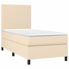 Atsperu gulta ar matraci un LED gaismām vidaXL, 90x190 cm, krēmkrāsas cena un informācija | Gultas | 220.lv