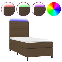 Atsperu gulta ar matraci un LED gaismām vidaXL, 90x190 cm, tumši brūns cena un informācija | Gultas | 220.lv