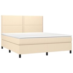 Atsperu gulta ar matraci un LED gaismām vidaXL, 180x200 cm, krēmkrāsas cena un informācija | Gultas | 220.lv