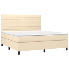 Atsperu gulta ar matraci un LED gaismām vidaXL, 160x200 cm, krēmkrāsas цена и информация | Кровати | 220.lv