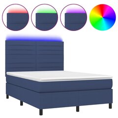 Atsperu gulta ar matraci un LED gaismām vidaXL, 140x200 cm, zils cena un informācija | Gultas | 220.lv