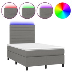 Atsperu gulta ar matraci un LED gaismām vidaXL, 120x200 cm, tumši pelēks cena un informācija | Gultas | 220.lv