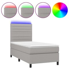 Atsperu gulta ar matraci un LED gaismām vidaXL, 100x200 cm, gaiši pelēks цена и информация | Кровати | 220.lv