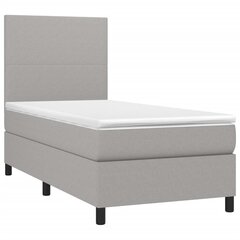 Atsperu gulta ar matraci un LED gaismām vidaXL, 80x200 cm, gaiši pelēks cena un informācija | Gultas | 220.lv