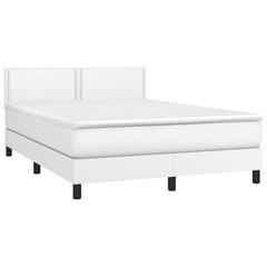 Atsperu gulta ar matraci un LED gaismām vidaXL, 140x190 cm, balts цена и информация | Кровати | 220.lv