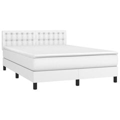 Atsperu gulta ar matraci un LED gaismām vidaXL, 140x190 cm, balts цена и информация | Кровати | 220.lv