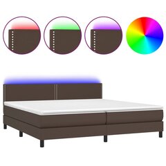 Atsperu gulta ar matraci un LED gaismām vidaXL, 200x200 cm, brūns cena un informācija | Gultas | 220.lv