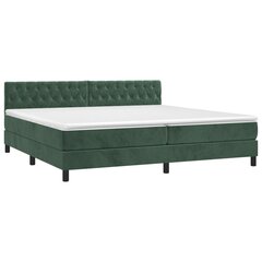 Atsperu gulta ar matraci un LED gaismām vidaXL, 200x200 cm, tumši zaļš цена и информация | Кровати | 220.lv
