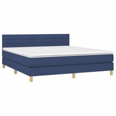 Atsperu gulta ar matraci un LED gaismām vidaXL, 180x200 cm, zils cena un informācija | Gultas | 220.lv