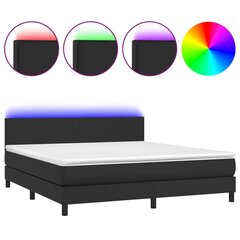 Atsperu gulta ar matraci un LED gaismām vidaXL, 160x200 cm, melns цена и информация | Кровати | 220.lv