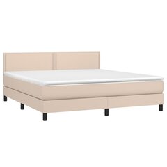 Atsperu gulta ar matraci un LED gaismām vidaXL, 160x200 cm, kapučīno cena un informācija | Gultas | 220.lv