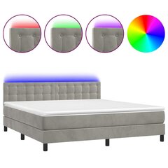 vidaXL atsperu gulta ar matraci, LED, gaiši pelēks samts, 160x200 cm цена и информация | Кровати | 220.lv