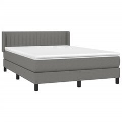 Atsperu gulta ar matraci un LED gaismām vidaXL, 140x200 cm, tumši pelēks cena un informācija | Gultas | 220.lv