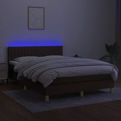 Atsperu gulta ar matraci un LED gaismām vidaXL, 140x200 cm, tumši brūns цена и информация | Кровати | 220.lv