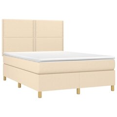 Atsperu gulta ar matraci un LED gaismām vidaXL, 140x200 cm, krēmkrāsas цена и информация | Кровати | 220.lv