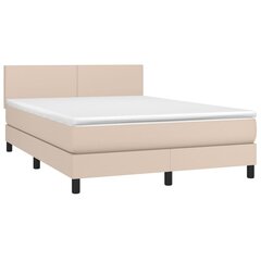 Atsperu gulta ar matraci un LED gaismām vidaXL, 140x200 cm, kapučīno cena un informācija | Gultas | 220.lv