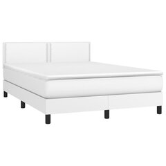 Atsperu gulta ar matraci un LED gaismām vidaXL, 140x200 cm, balts cena un informācija | Gultas | 220.lv