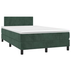 Atsperu gulta ar matraci un LED gaismām vidaXL, 120x200 cm, tumši zaļš cena un informācija | Gultas | 220.lv
