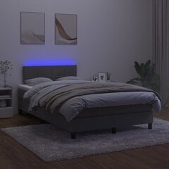 Atsperu gulta ar matraci un LED gaismām vidaXL, 120x200 cm, tumši pelēks cena un informācija | Gultas | 220.lv
