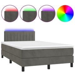 Atsperu gulta ar matraci un LED gaismām vidaXL, 120x200 cm, tumši pelēks цена и информация | Кровати | 220.lv