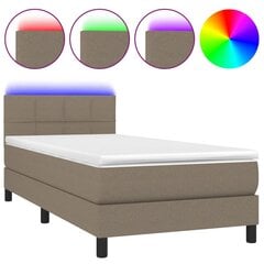 Atsperu gulta ar matraci un LED gaismām vidaXL, 100x200 cm, pelēkbrūns cena un informācija | Gultas | 220.lv