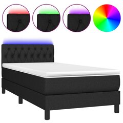Atsperu gulta ar matraci un LED gaismām vidaXL, 100x200 cm, melns цена и информация | Кровати | 220.lv