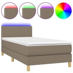 Atsperu gulta ar matraci un LED gaismām vidaXL, 100x200 cm, pelēkbrūns цена и информация | Кровати | 220.lv