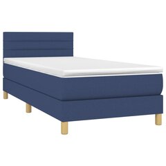 Atsperu gulta ar matraci un LED gaismām vidaXL, 100x200 cm, zils cena un informācija | Gultas | 220.lv