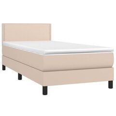 Atsperu gulta ar matraci un LED gaismām vidaXL, 100x200 cm, kapučīno cena un informācija | Gultas | 220.lv